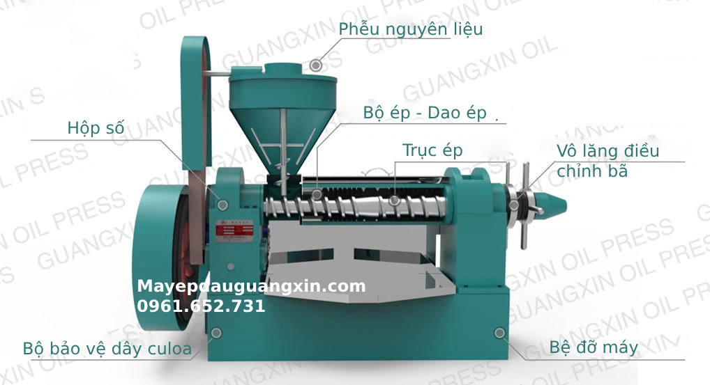 Cấu tạo máy ép dầu thực vật công nghiệp Guangxin